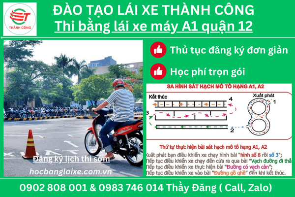 Thi bằng lái xe máy A1 tại quận 12