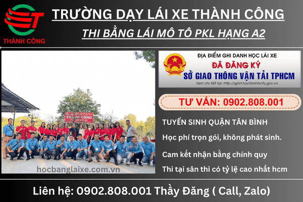 Thi bằng lái xe mô tô A2 tại Bình Tân