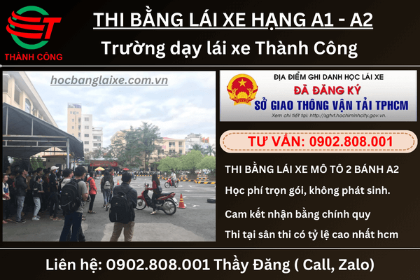 thi bằng lái hạng A2 ở bình thạnh