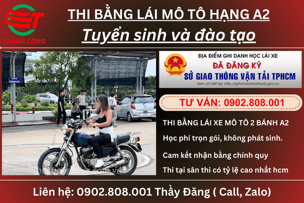 Thi bằng lái mô tô A2 tại quận 8