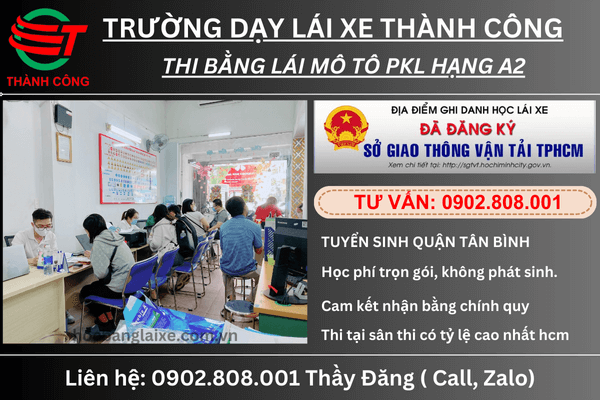 thi bằng lái mô tô a2 tại bình tân